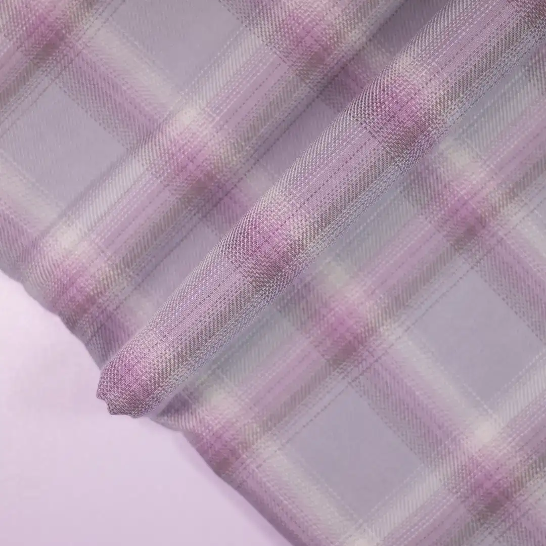 China Fabric for Shirt,Skirt,Womens Slim Fit Shirt Yarn Dyed Check Natural Woven Fabric Cotton Rayon blue-purple color buy from China wholesaler bulk order at wholesale price free worldwide shipping Alibaba
