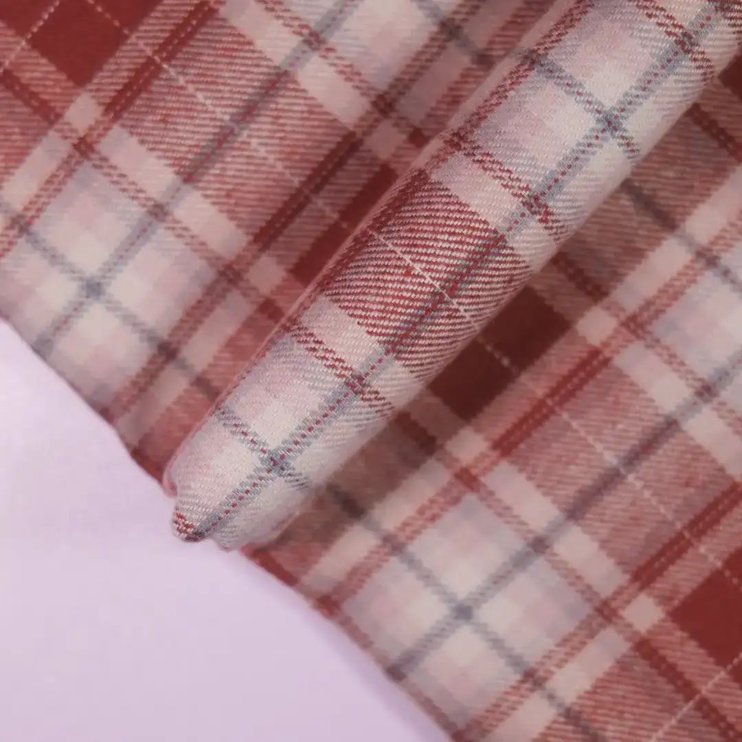 China Fabric for Shirt,Big Pockets Shirt Dress,Button Half-Placket Long Sleeve Shirt Yarn Dyed Check Natural Woven Fabric Cotton dark red -grey color buy from China wholesaler bulk order at wholesale price free worldwide shipping Alibaba