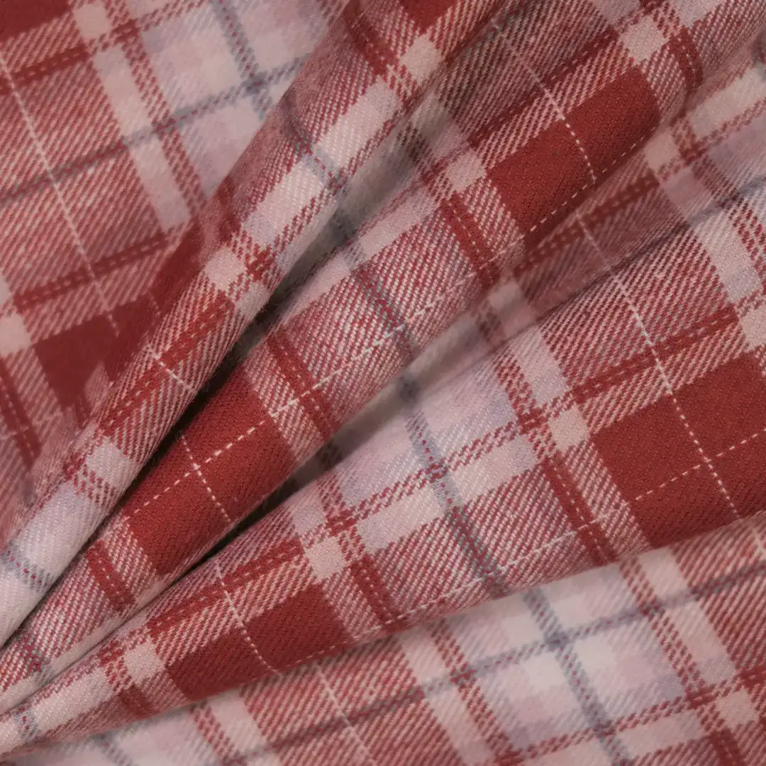 China Fabric for Shirt,Big Pockets Shirt Dress,Button Half-Placket Long Sleeve Shirt Yarn Dyed Check Natural Woven Fabric Cotton dark red -grey color buy from China wholesaler bulk order at wholesale price free worldwide shipping Alibaba
