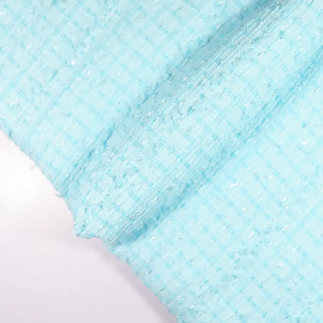 China Fabric for Over Shirt,Long Sleeve Base Layer Top,Womens Crew-Neck Layer Top Chanel-Style Fabric Woolen Polyester blue color buy from China wholesaler bulk order at wholesale price free worldwide shipping Alibaba
