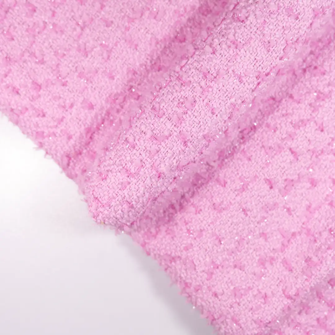 China Fabric for Skirt,Over Shirt Chanel-Style Fabric Woolen Polyester pink color buy from China wholesaler bulk order at wholesale price free worldwide shipping Alibaba