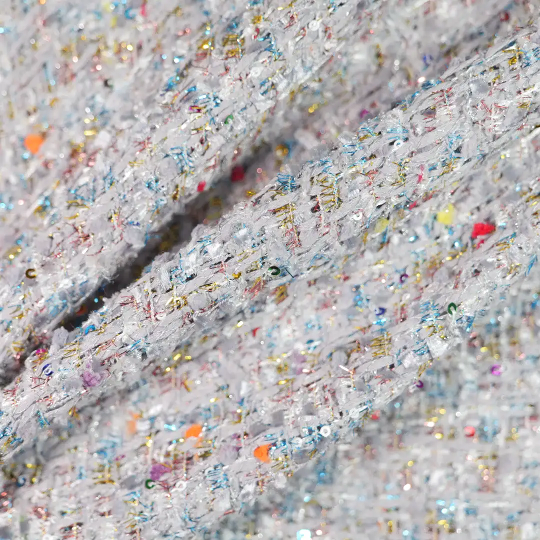 China Fabric for Skirt,Puff Sleeve Ruched Dress,Bow Tie Short Sleeve Dress Chanel-Style Fabric Woolen Polyester grey color buy from China wholesaler bulk order at wholesale price free worldwide shipping Alibaba
