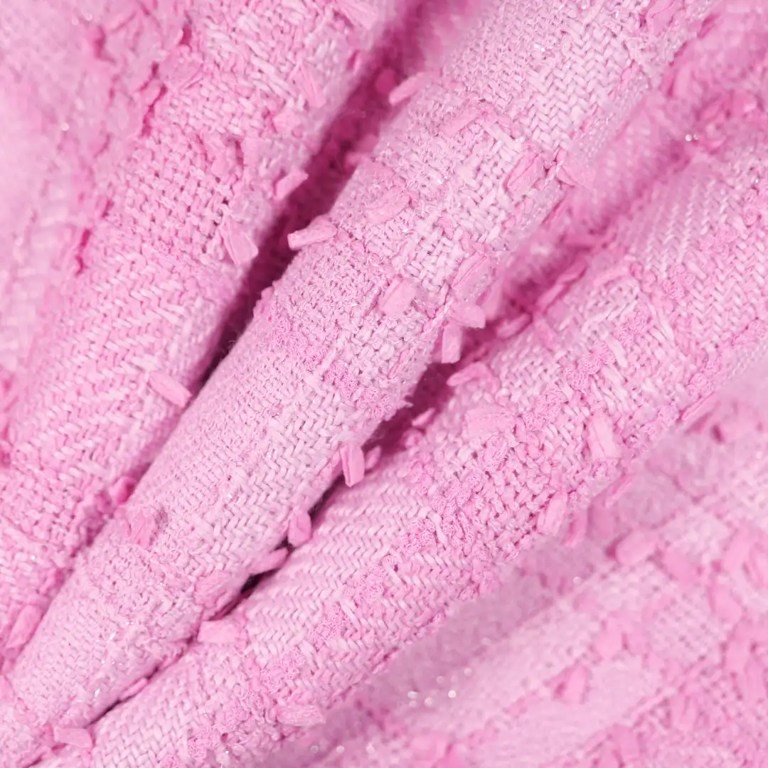China Fabric for Skirt,Open Waistcoat Chanel-Style Fabric Woolen Polyester ROSE PINK color buy from China wholesaler bulk order at wholesale price free worldwide shipping Alibaba