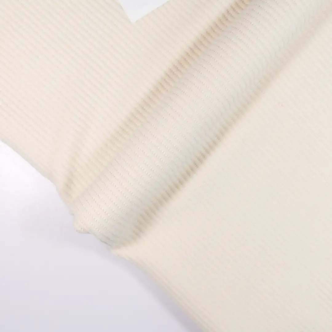 China Fabric for Shirt,Pants,Jackets,Hoodie,Wide Leg Trousers Waffle Knit Fabric Polyester Spandex rice color buy from China wholesaler bulk order at wholesale price free worldwide shipping Alibaba