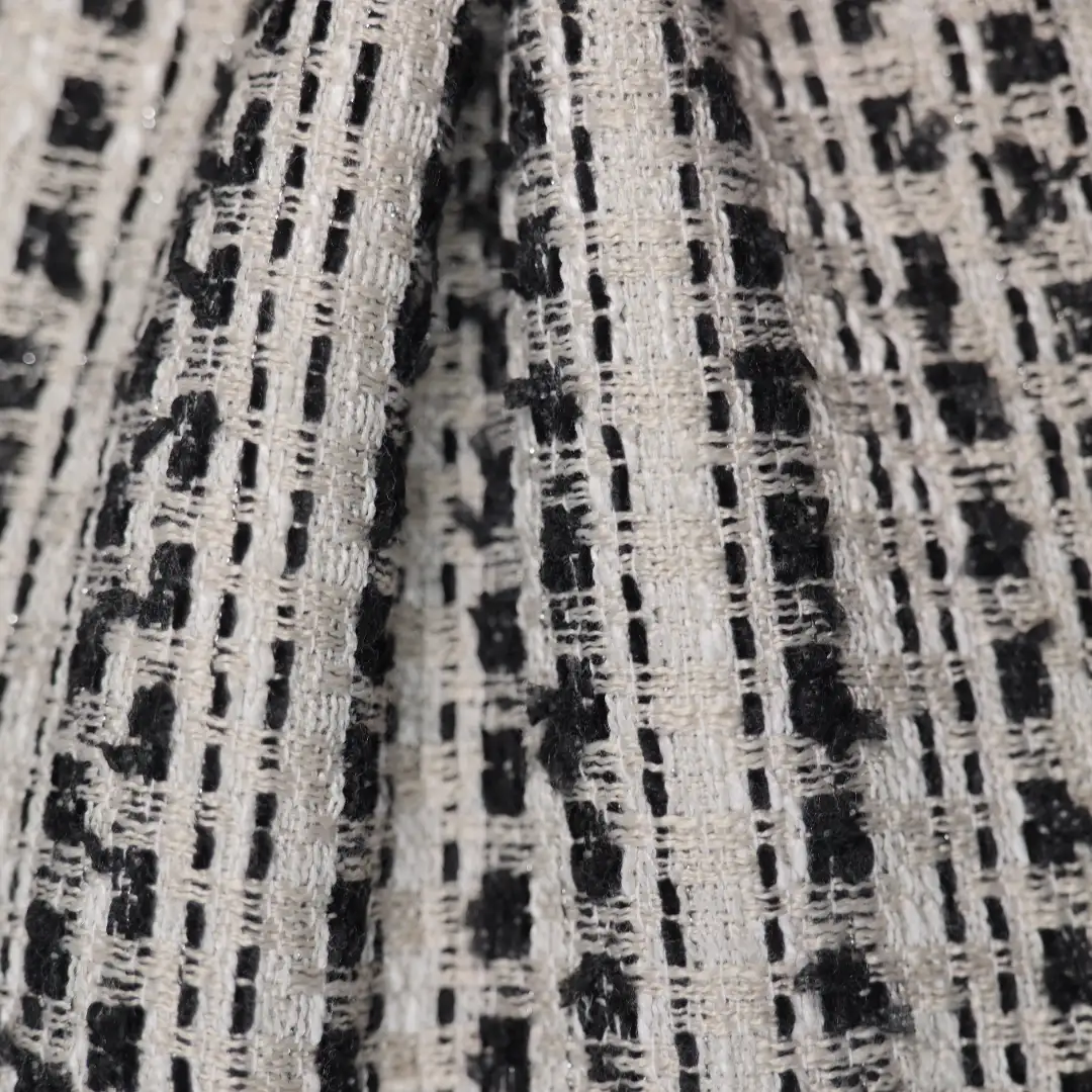China Fabric for Jackets,Skirt,Kids Doll Collar A-Line Short Coat Chanel-Style Fabric Woolen Polyester Rayon white black color buy from China wholesaler bulk order at wholesale price free worldwide shipping Alibaba