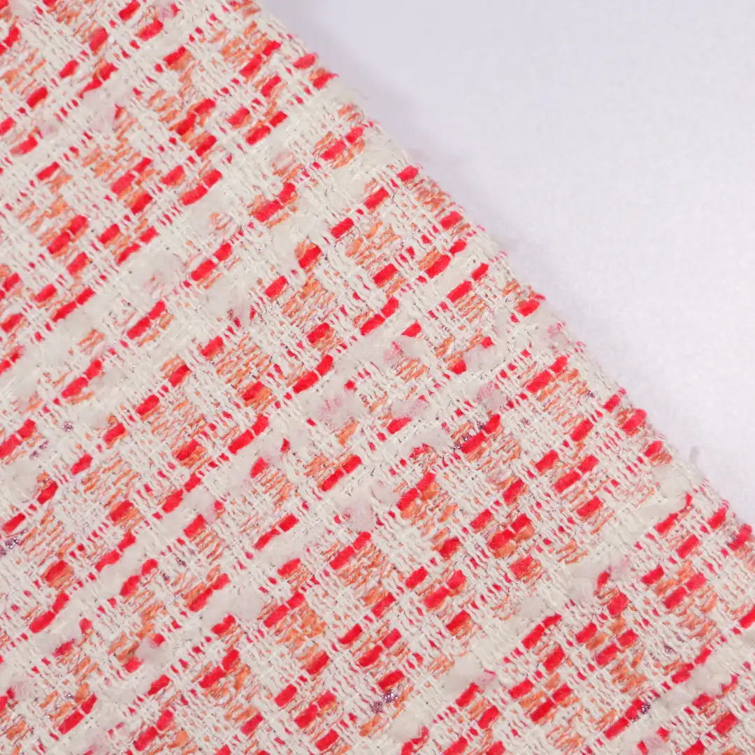 China Fabric for Skirt,Trench Coat,Womens Ruffled Trims Vest Chanel-Style Fabric Woolen Polyester Rayon red color buy from China wholesaler bulk order at wholesale price free worldwide shipping Alibaba