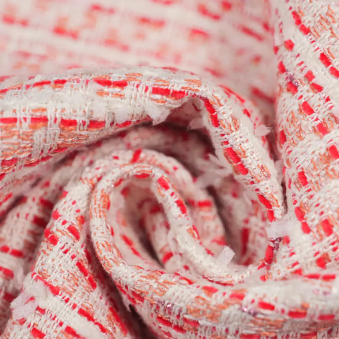 China Fabric for Skirt,Trench Coat,Womens Ruffled Trims Vest Chanel-Style Fabric Woolen Polyester Rayon red color buy from China wholesaler bulk order at wholesale price free worldwide shipping Alibaba