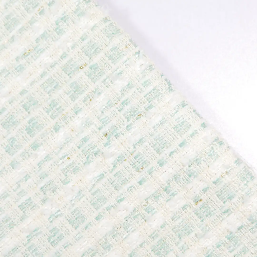 China Fabric for Jackets,Overcoat,Open Waistcoat Chanel-Style Fabric Woolen Polyester Rayon white green color buy from China wholesaler bulk order at wholesale price free worldwide shipping Alibaba