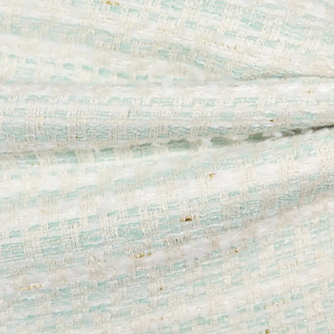 China Fabric for Jackets,Overcoat,Open Waistcoat Chanel-Style Fabric Woolen Polyester Rayon white green color buy from China wholesaler bulk order at wholesale price free worldwide shipping Alibaba