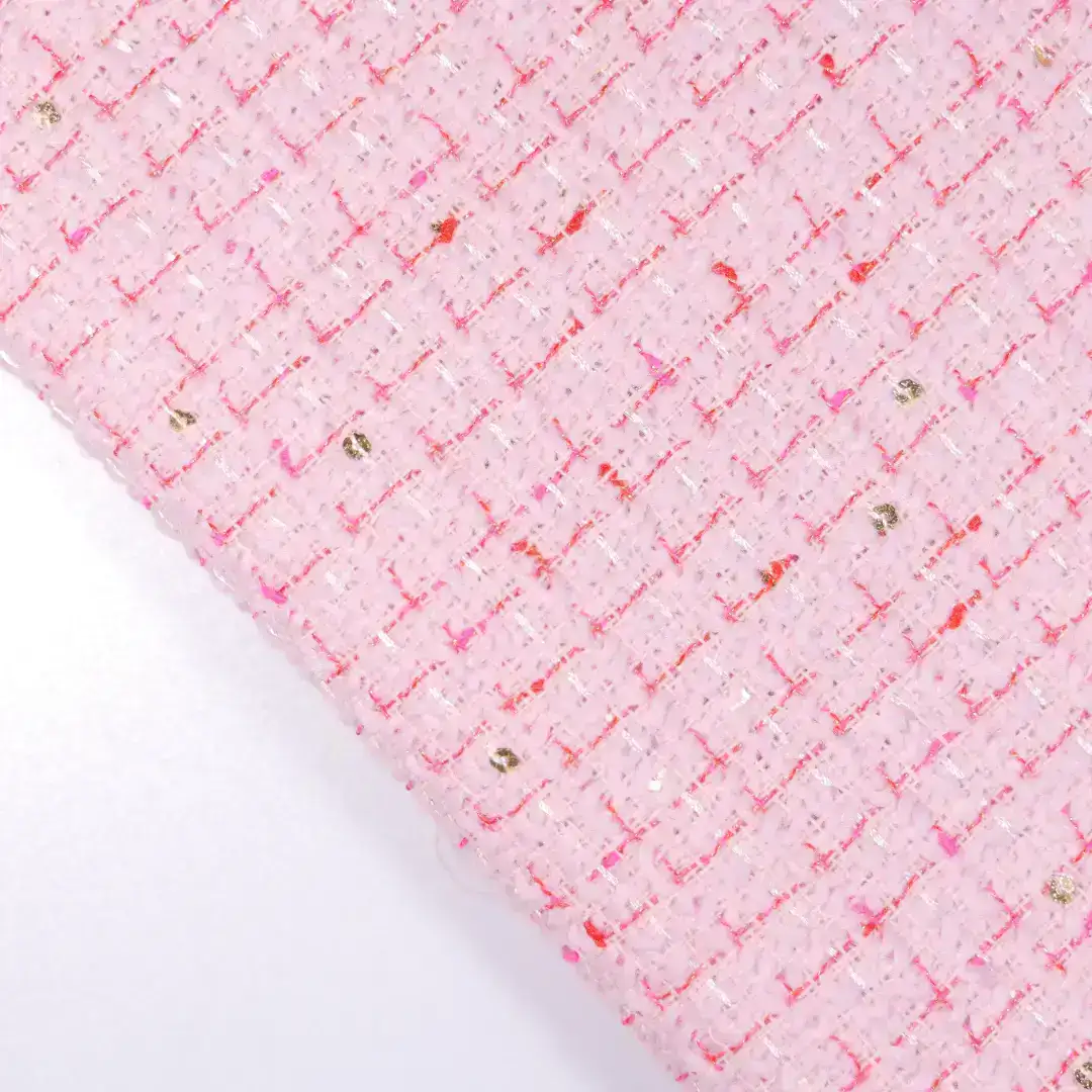China Fabric for Jackets,Overcoat,Kids Doll Collar A-Line Short Coat Chanel-Style Fabric Woolen Polyester Chemical Fiber pink color buy from China wholesaler bulk order at wholesale price free worldwide shipping Alibaba