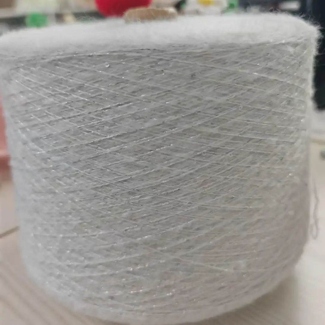 China Yarn for Open Cardigan (Sweater),Full-Zipper Cardigan (Sweater),Half-Zipper Cardigan (Sweater),Shirt Long Sleeve Button (Sweater) Mossy Yarn Fancy Yarn Acrylic Wool Polyester Metal Sequin white color buy from China wholesaler bulk order at wholesale price free worldwide shipping Alibaba