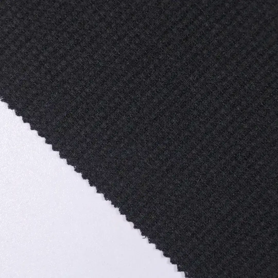 China Fabric for T-Shirt,Polo Shirt Waffle Knit Fabric Polyester Spandex black color buy from China wholesaler bulk order at wholesale price free worldwide shipping Alibaba