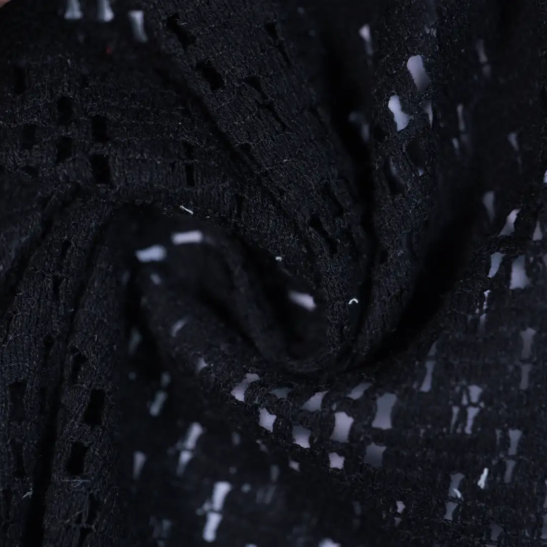 China Fabric for T-Shirt,Polo Shirt,Skirt Lace Knit Fabric Polyester Cotton black color buy from China wholesaler bulk order at wholesale price free worldwide shipping Alibaba