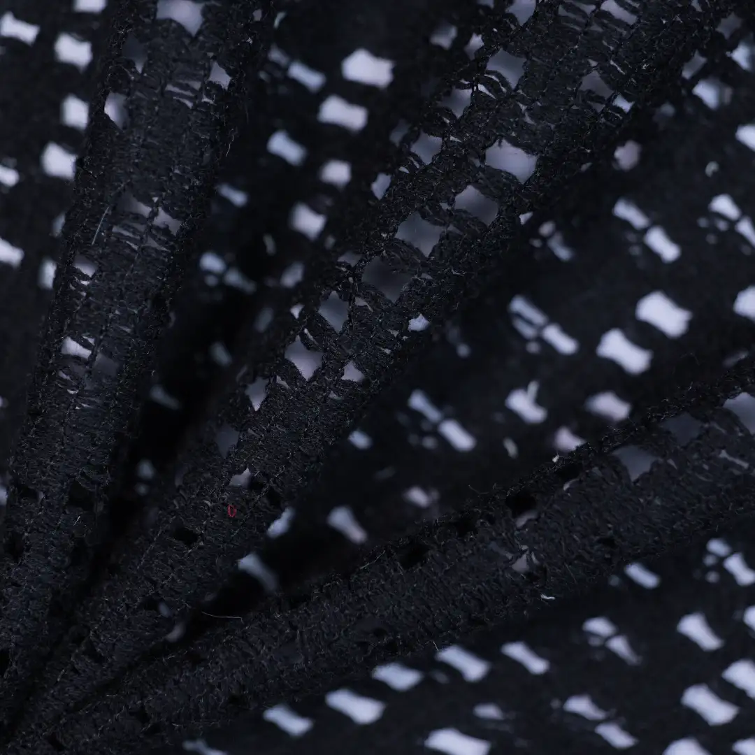 China Fabric for T-Shirt,Polo Shirt,Skirt Lace Knit Fabric Polyester Cotton black color buy from China wholesaler bulk order at wholesale price free worldwide shipping Alibaba