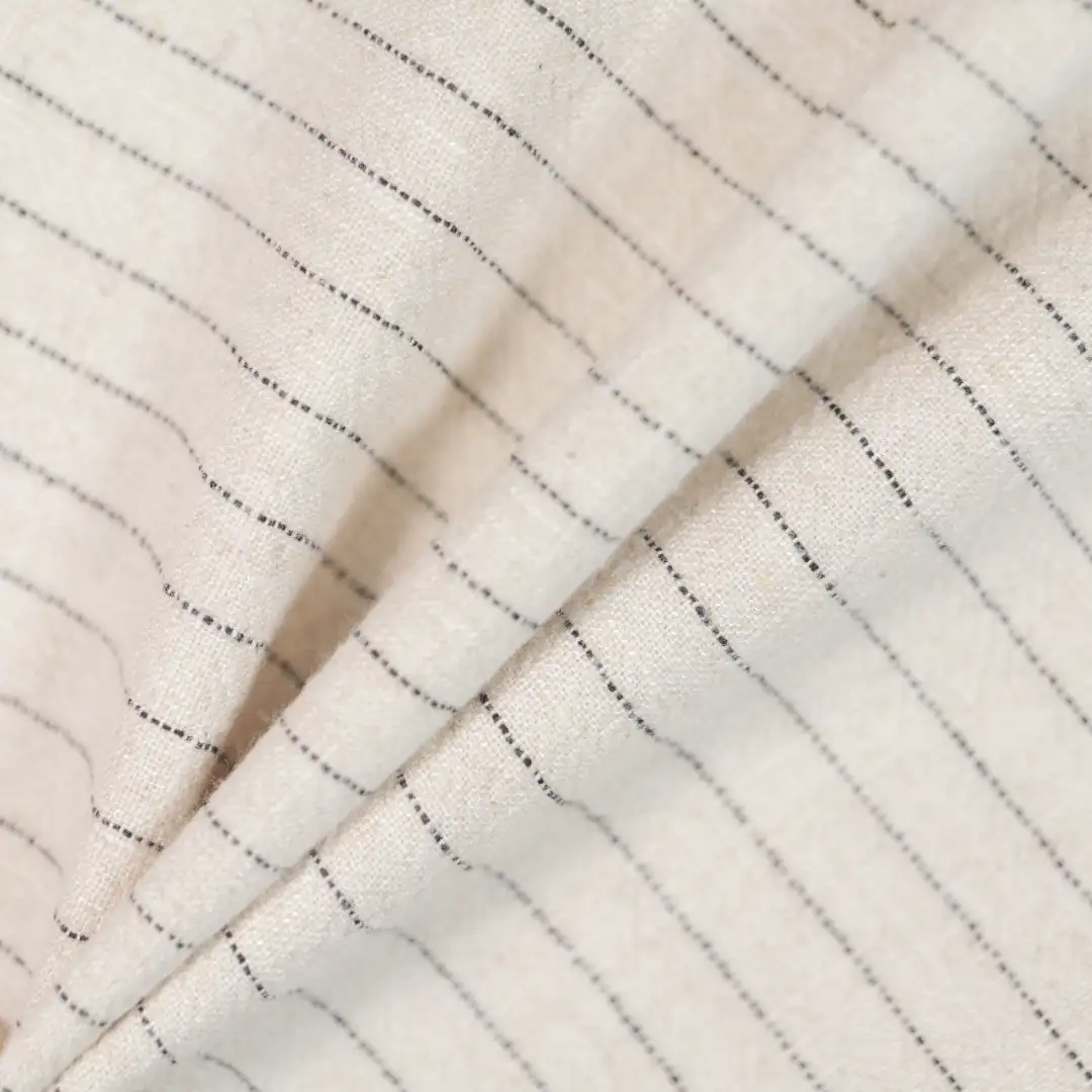 China Fabric for Shirt,Skirt,Loungewear Yarn Dyed Stripe Woven Blended Fabric Rayon Flax Polyester Beige color buy from China wholesaler bulk order at wholesale price free worldwide shipping Alibaba