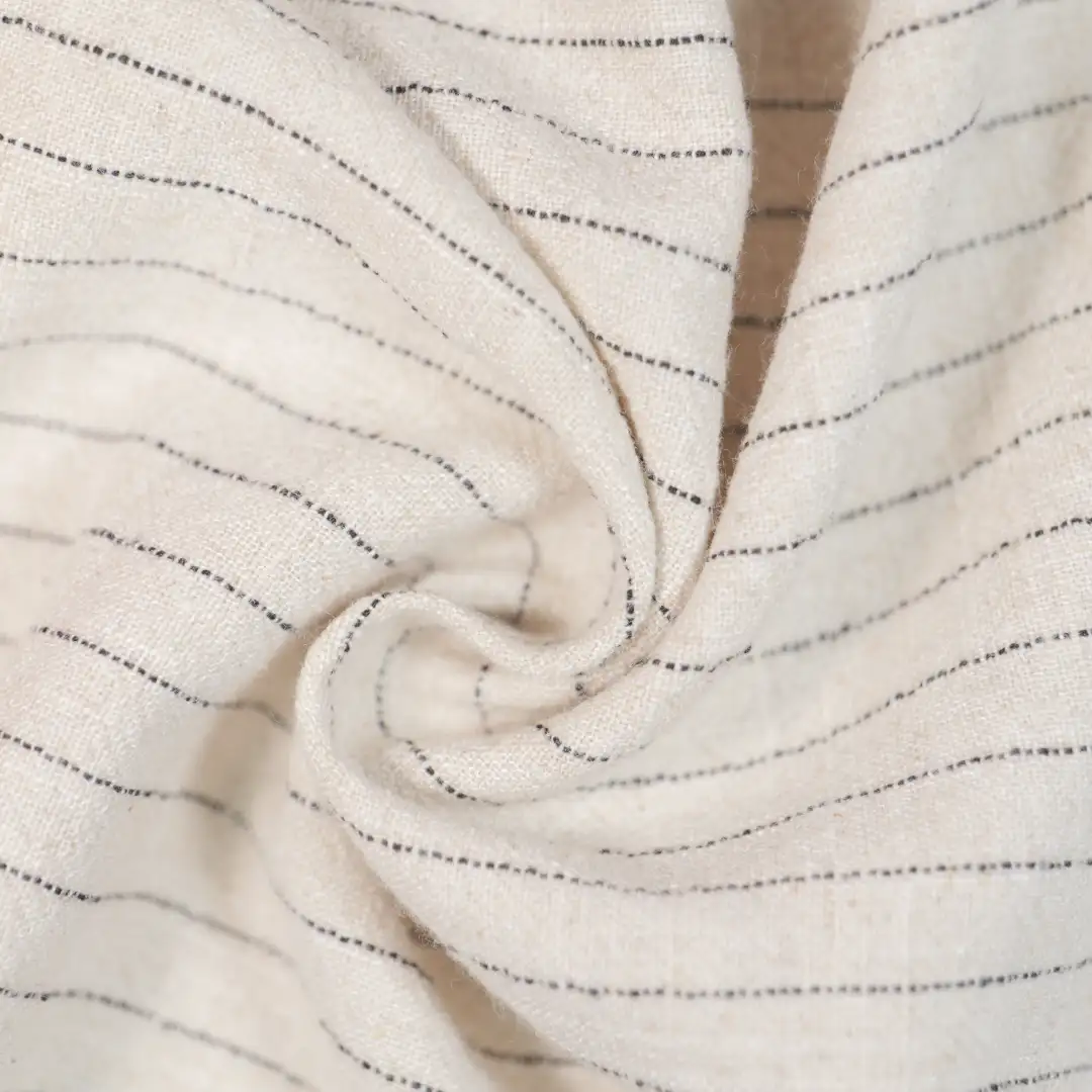 China Fabric for Shirt,Skirt,Loungewear Yarn Dyed Stripe Woven Blended Fabric Rayon Flax Polyester Beige color buy from China wholesaler bulk order at wholesale price free worldwide shipping Alibaba