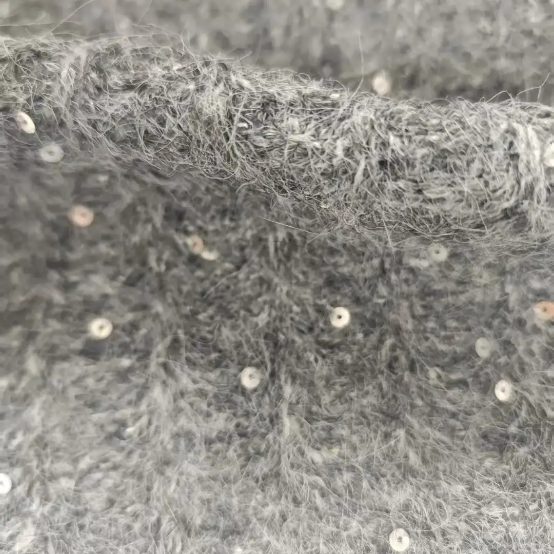 China Yarn for Full-Zipper Cardigan (Sweater),Half-Zipper Cardigan (Sweater),Knitted Jacket (Sweater),Round Neck Pullover (Sweater) Mossy Yarn Fancy Yarn Wool Nylon Polyester Spandex Grey color buy from China wholesaler bulk order at wholesale price free worldwide shipping Alibaba