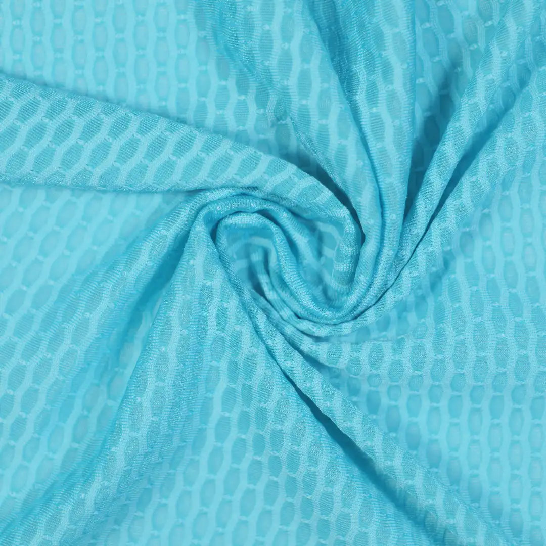 China Fabric for T-Shirt,Yoga Clothes Mesh Knit Fabric Polyester Spandex blue color buy from China wholesaler bulk order at wholesale price free worldwide shipping Alibaba