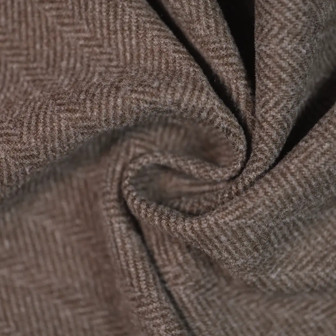 China Fabric for Blazer,Trench Coat,Overcoat Woolen Herringbone Woolen Polyester BRAUN color buy from China wholesaler bulk order at wholesale price free worldwide shipping Alibaba