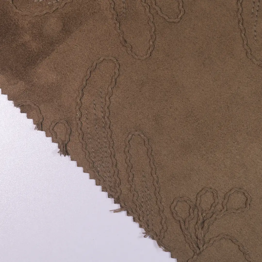 China Fabric for Jackets Suede Knit Fabric Polyester Spandex brown color buy from China wholesaler bulk order at wholesale price free worldwide shipping Alibaba