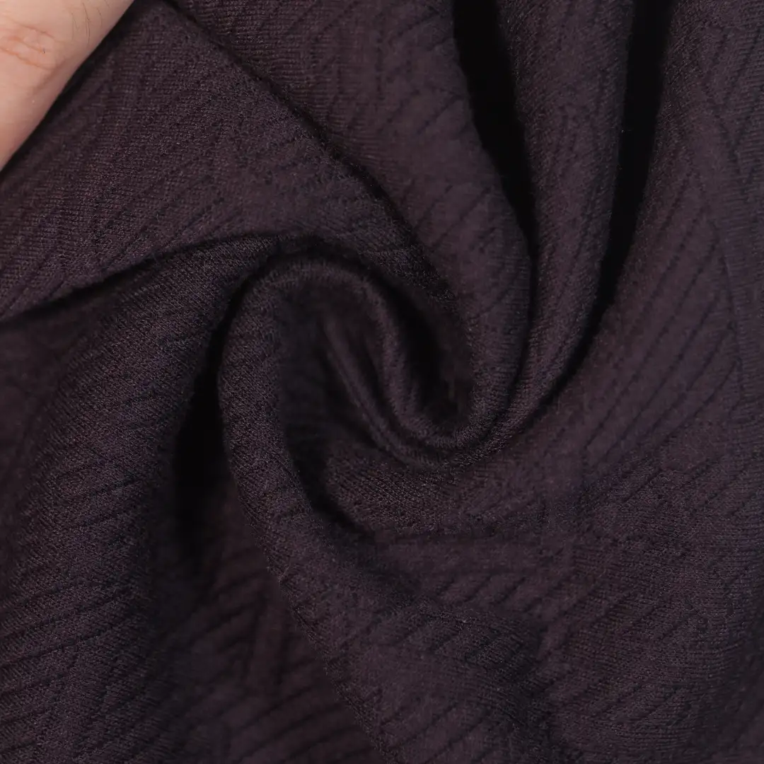 China Fabric for Jackets Jacquard Knit Fabric Polyester Spandex purple color buy from China wholesaler bulk order at wholesale price free worldwide shipping Alibaba