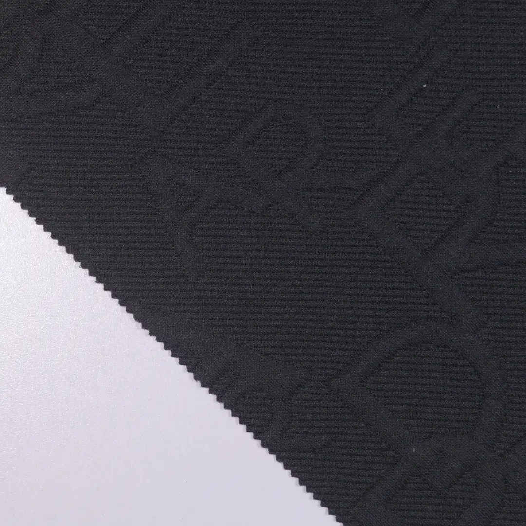 China Fabric for Jackets Jacquard Knit Fabric Polyester Spandex black color buy from China wholesaler bulk order at wholesale price free worldwide shipping Alibaba
