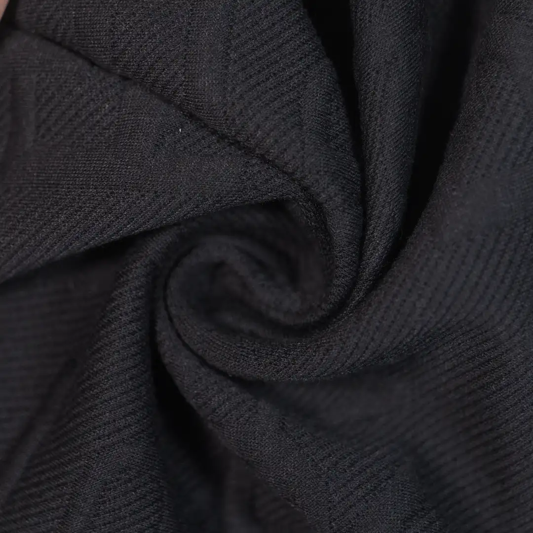 China Fabric for Jackets Jacquard Knit Fabric Polyester Spandex black color buy from China wholesaler bulk order at wholesale price free worldwide shipping Alibaba