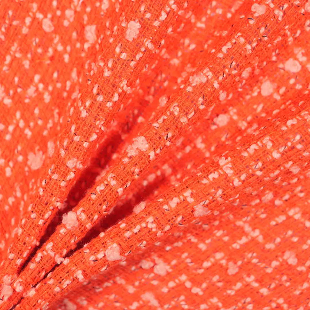 China Fabric for Crop Top,Trench Coat,Overcoat Chanel-Style Fabric Woolen Polyester Orange-red color buy from China wholesaler bulk order at wholesale price free worldwide shipping Alibaba