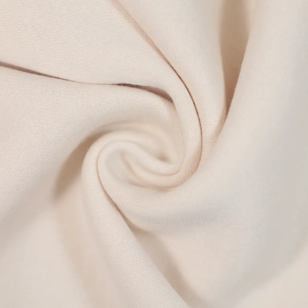 China Fabric for Hoodie Fleece Knit Fabric Cotton Polyester Beige color buy from China wholesaler bulk order at wholesale price free worldwide shipping Alibaba