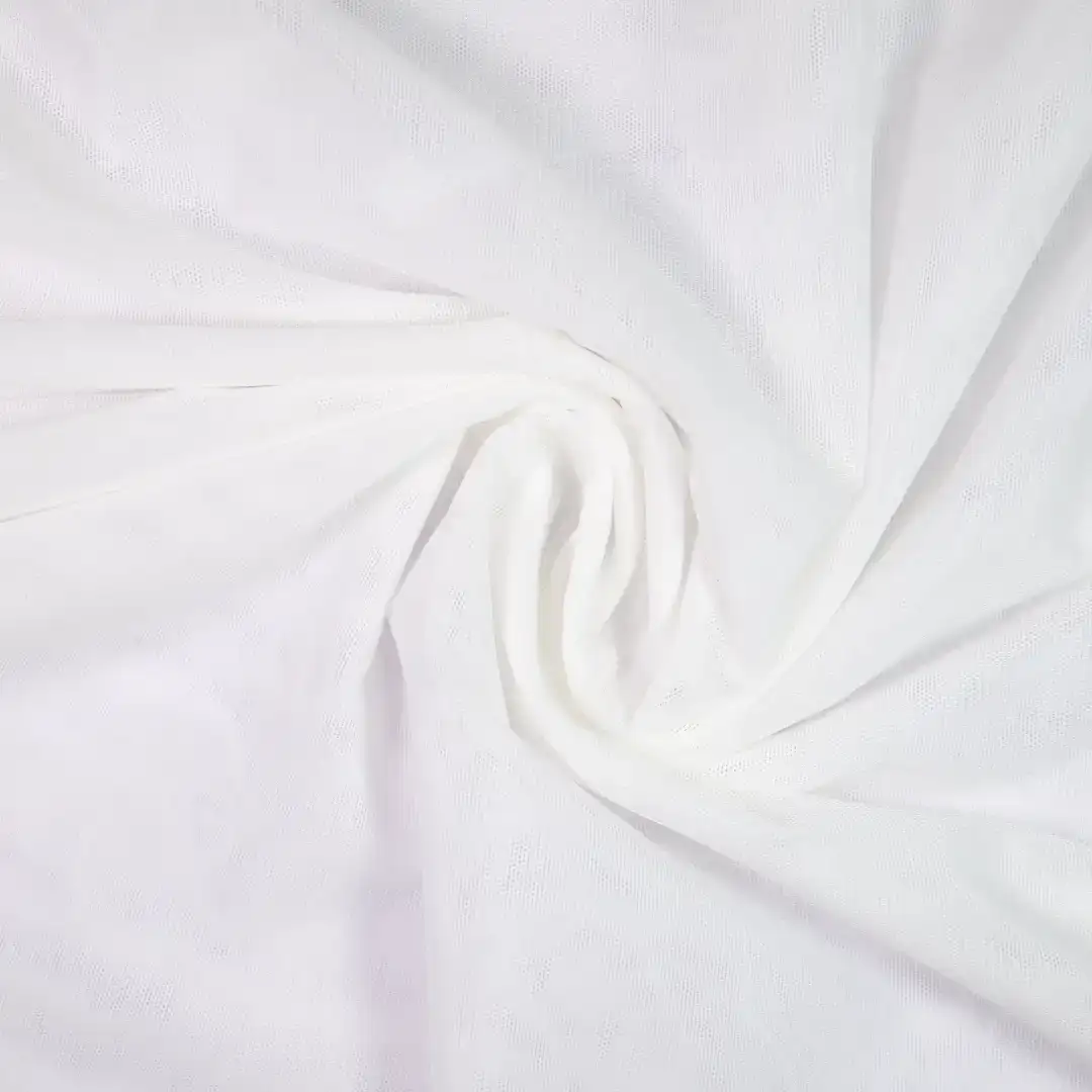 China Fabric for Interlining Mesh Knit Fabric Polyester Spandex White color buy from China wholesaler bulk order at wholesale price free worldwide shipping Alibaba