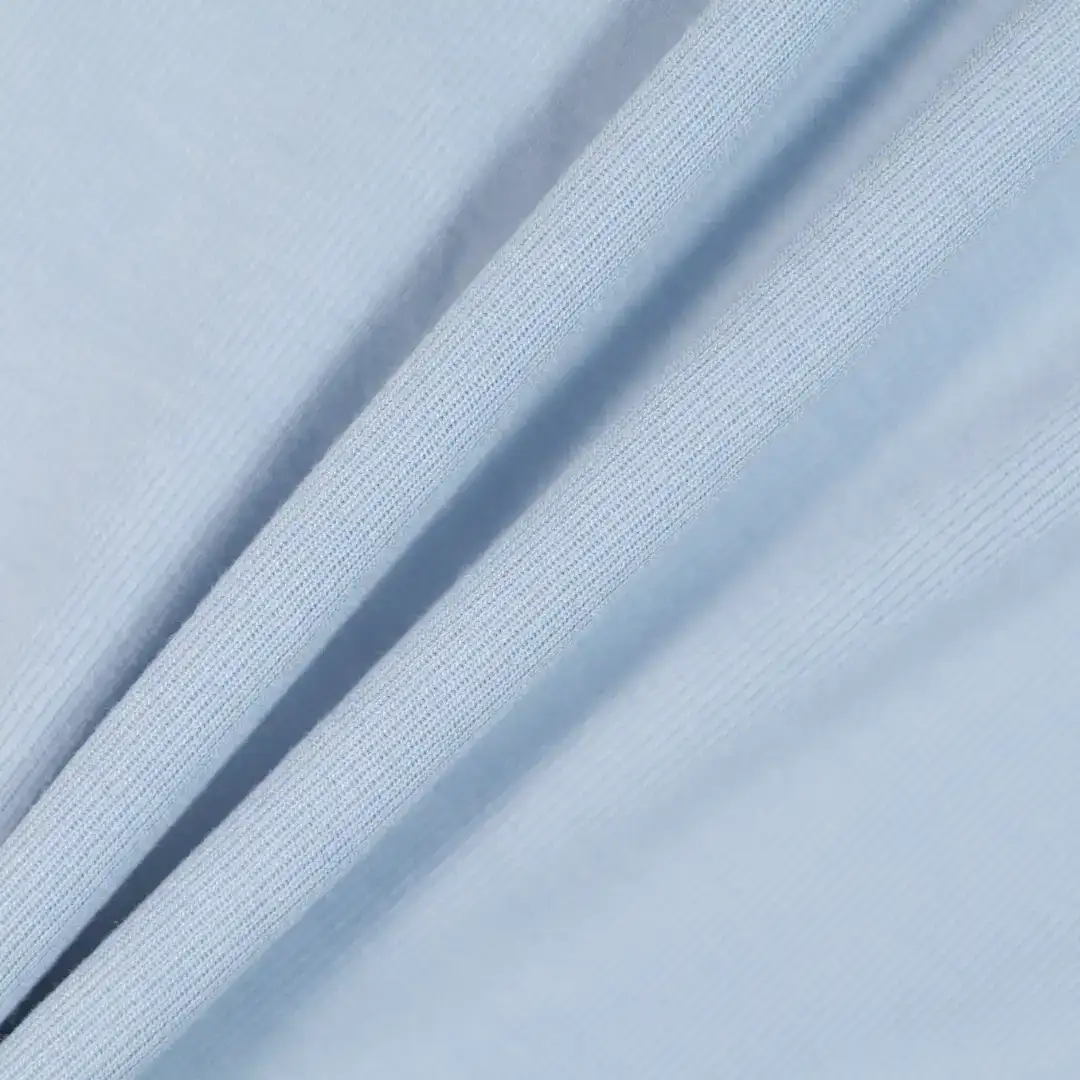 China Fabric for Jackets,Skirt,Hoodie,Womens Mid Rise Wide Leg Pants Single Jersey Knit Fabric Rayon Polyester Spandex blue color buy from China wholesaler bulk order at wholesale price free worldwide shipping Alibaba