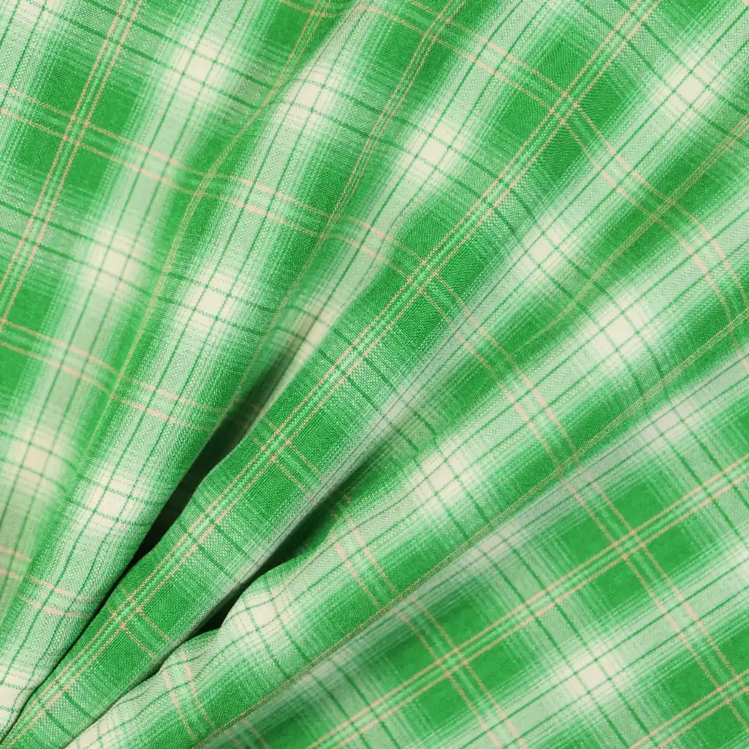 China Fabric for Shirt,Skirt,Backless Beach Dress Yarn Dyed Check Woven Blended Fabric Polyester Rayon GREEN color buy from China wholesaler bulk order at wholesale price free worldwide shipping Alibaba