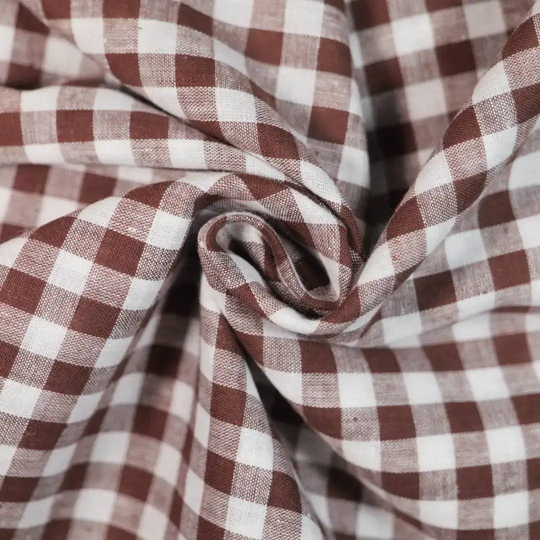 China Fabric for Shirt,Skirt,Backless Beach Dress Yarn Dyed Check Natural Woven Fabric Cotton coffee color buy from China wholesaler bulk order at wholesale price free worldwide shipping Alibaba