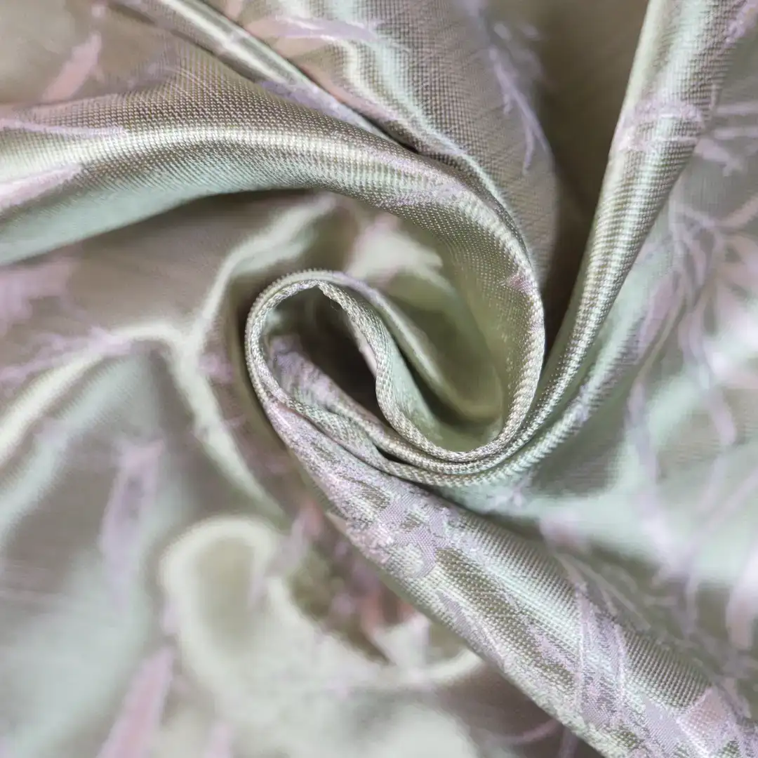 China Fabric for Shirt,Skirt,Backless Beach Dress Jacquard Woven Blended Fabric Synthetic Silk Polyester pink green color buy from China wholesaler bulk order at wholesale price free worldwide shipping Alibaba