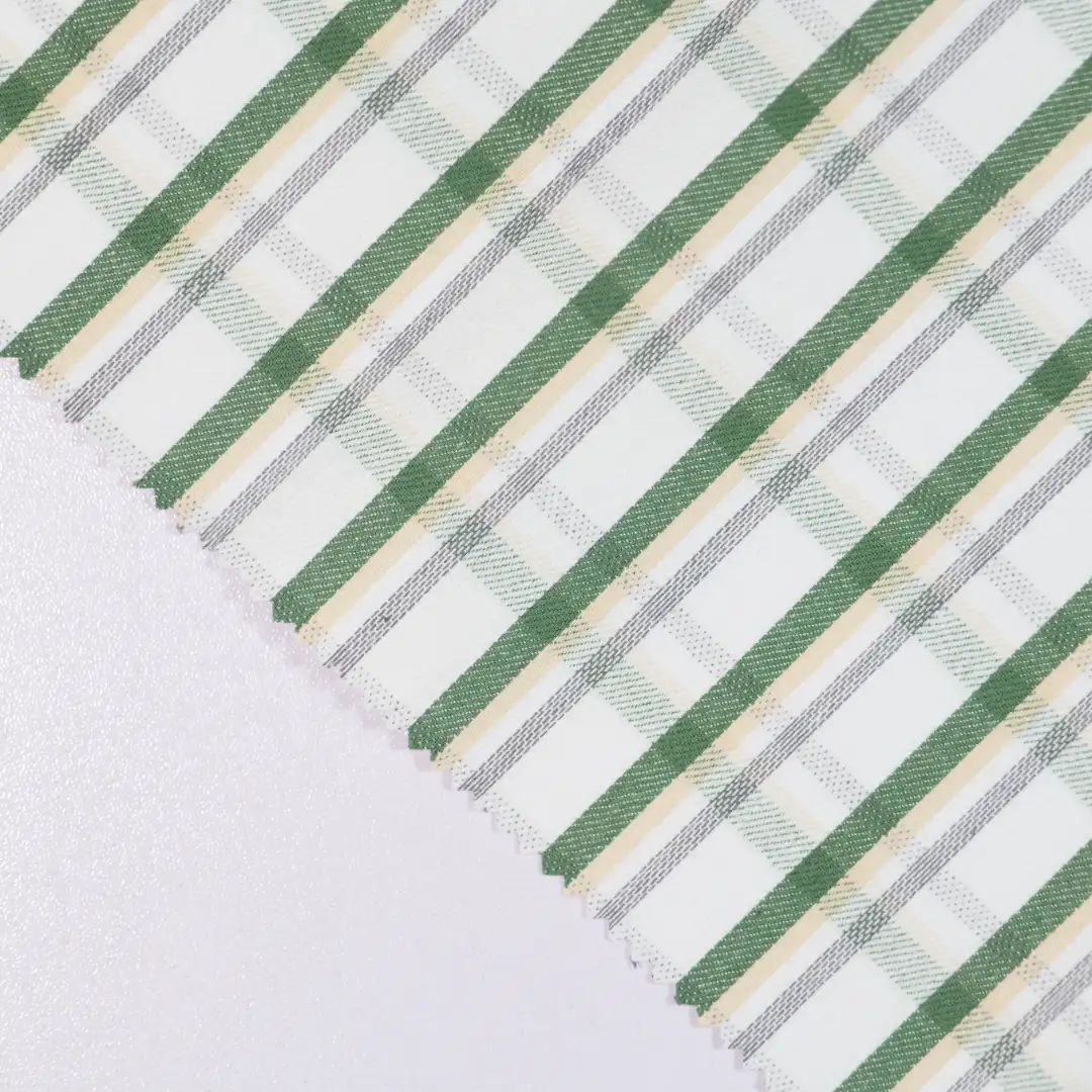 China Fabric for Shirt,Skirt,Backless Beach Dress Yarn Dyed Check Natural Woven Fabric Cotton GREEN WHITE color buy from China wholesaler bulk order at wholesale price free worldwide shipping Alibaba