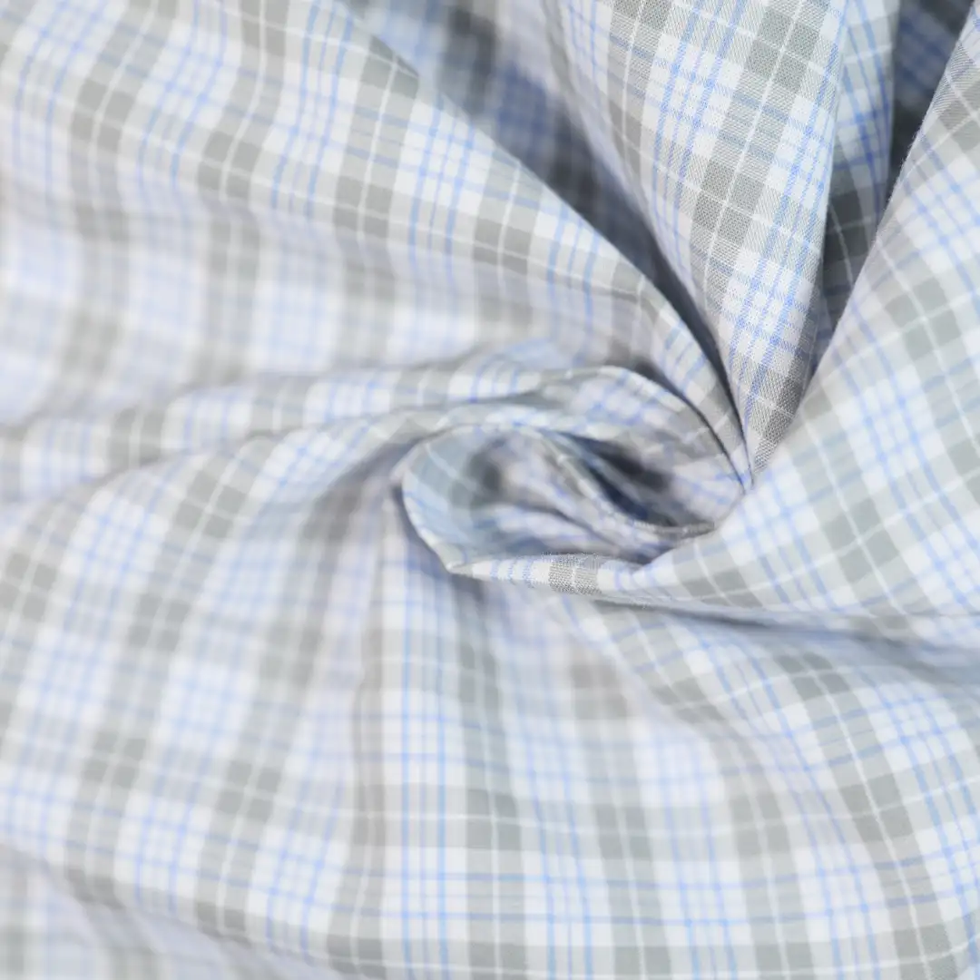China Fabric for Shirt,Backless Beach Dress,Strap Midi Dress Yarn Dyed Check Natural Woven Fabric Cotton GREY BLUE color buy from China wholesaler bulk order at wholesale price free worldwide shipping Alibaba