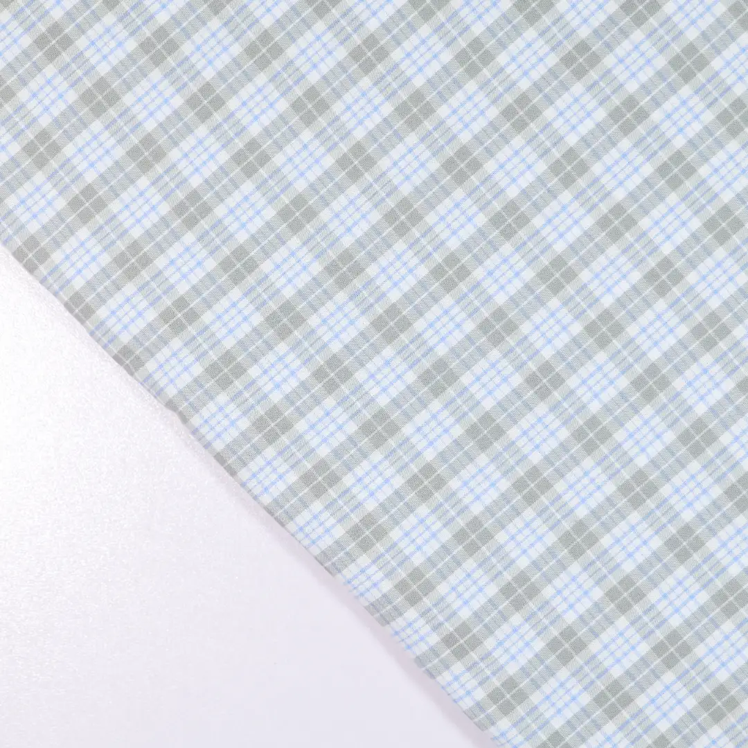 China Fabric for Shirt,Backless Beach Dress,Strap Midi Dress Yarn Dyed Check Natural Woven Fabric Cotton GREY BLUE color buy from China wholesaler bulk order at wholesale price free worldwide shipping Alibaba