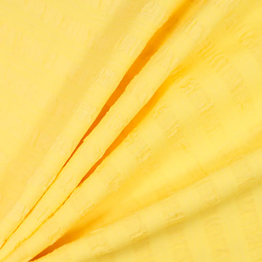 China Fabric for Shirt,Skirt,Backless Beach Dress Jacquard Woven Blended Fabric Polyester Spandex YELLOW color buy from China wholesaler bulk order at wholesale price free worldwide shipping Alibaba