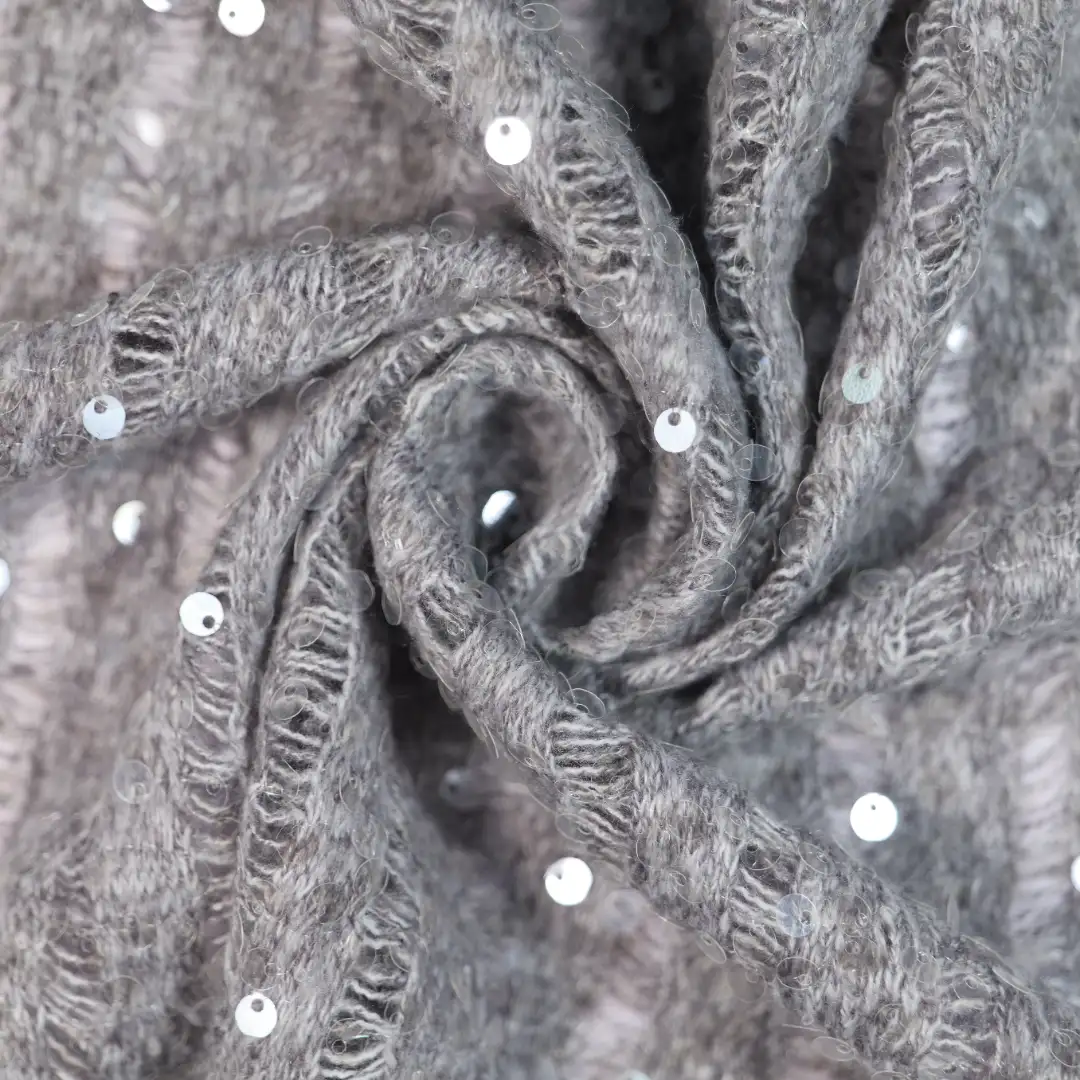 China Fabric for Skirt,Backless Beach Dress Sequined Mesh Fabric Knit Fabric Polyester GREY color buy from China wholesaler bulk order at wholesale price free worldwide shipping Alibaba