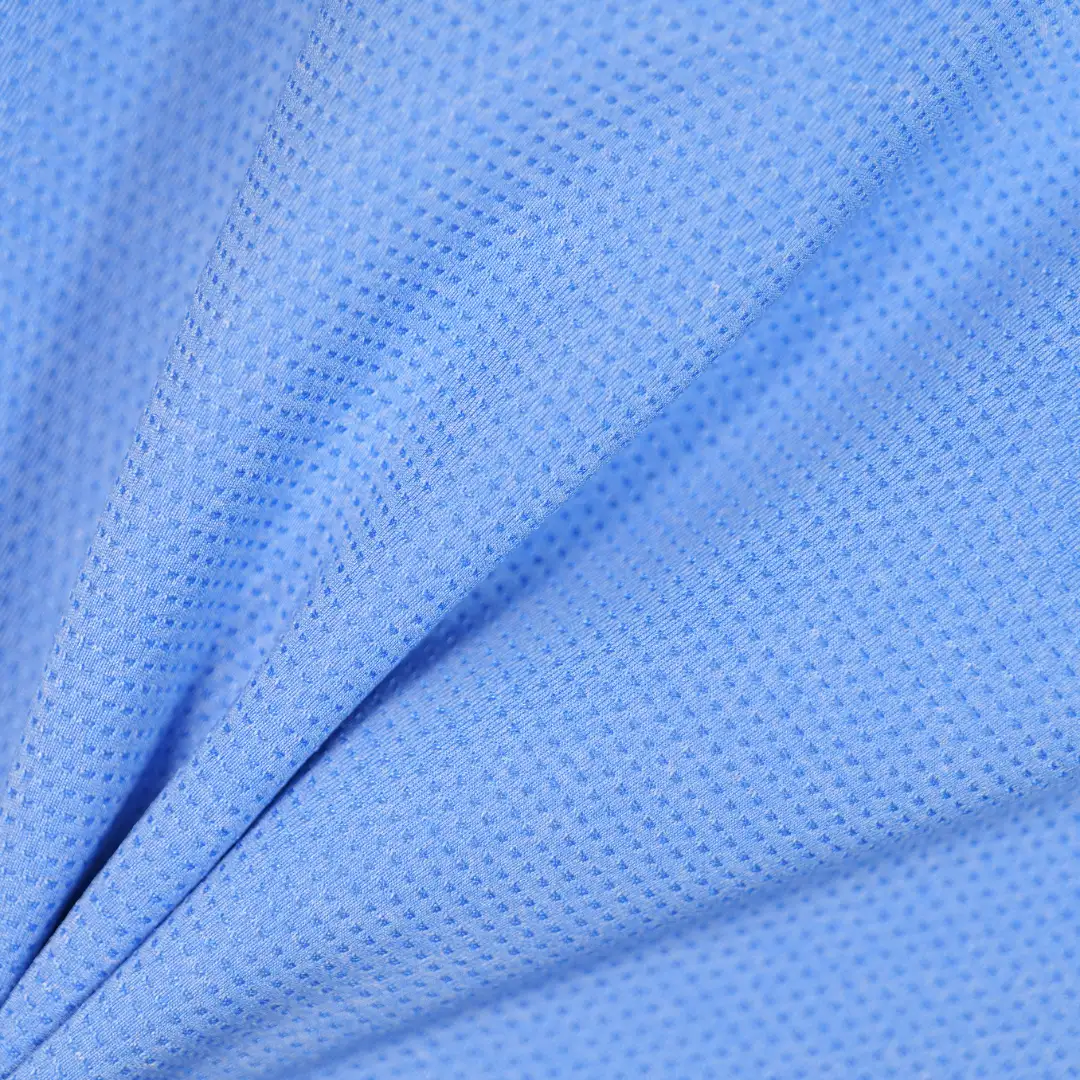 China Fabric for Jackets Birdeye Mesh Knit Fabric Polyester Elastane blue color buy from China wholesaler bulk order at wholesale price free worldwide shipping Alibaba