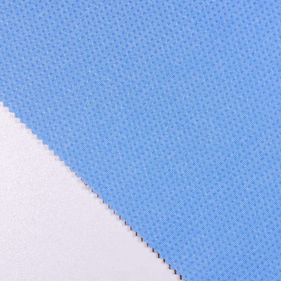 China Fabric for Jackets Birdeye Mesh Knit Fabric Polyester Elastane blue color buy from China wholesaler bulk order at wholesale price free worldwide shipping Alibaba