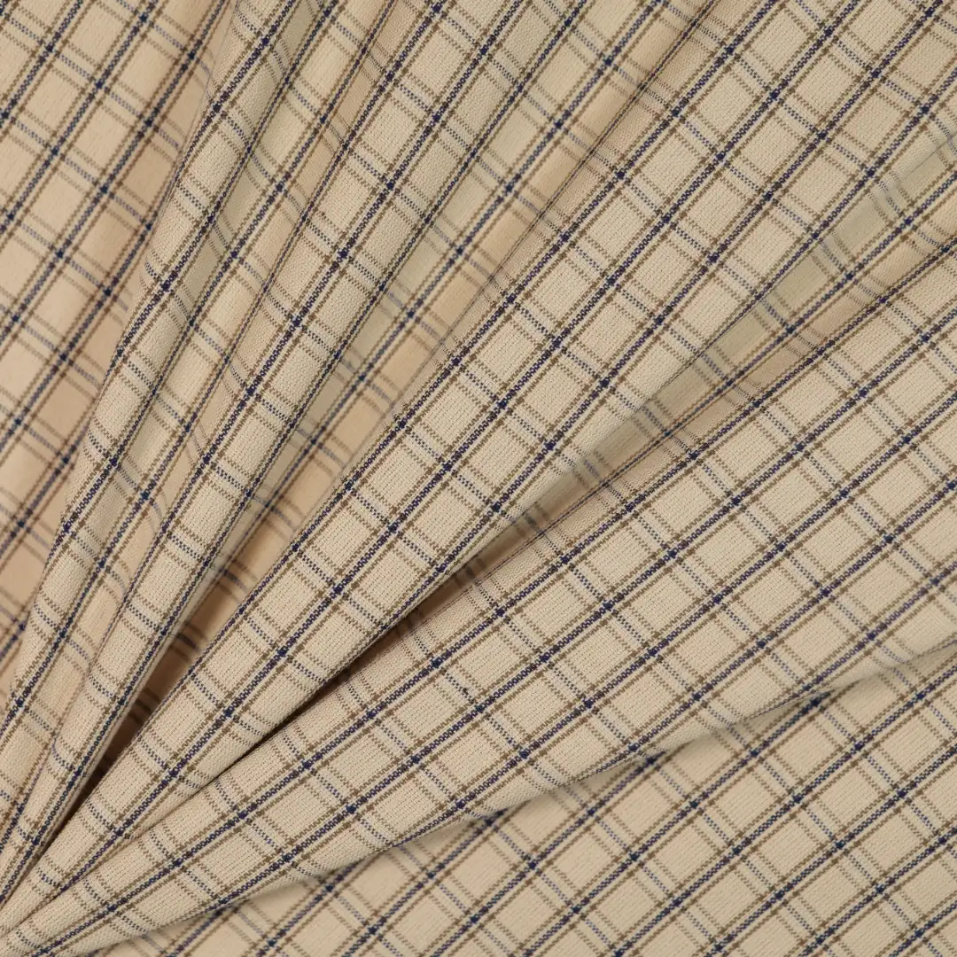 China Fabric for Shirt TC Yarn Dye Woven Blended Fabric Cotton Polyester brown color buy from China wholesaler bulk order at wholesale price free worldwide shipping Alibaba