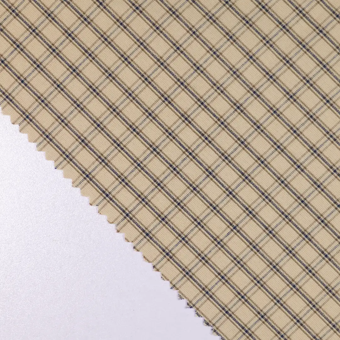China Fabric for Shirt TC Yarn Dye Woven Blended Fabric Cotton Polyester brown color buy from China wholesaler bulk order at wholesale price free worldwide shipping Alibaba