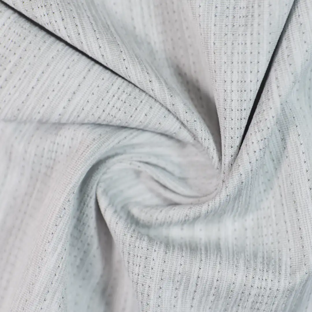 China Fabric for Shirt Mesh Knit Fabric Polyester Spandex light grey color buy from China wholesaler bulk order at wholesale price free worldwide shipping Alibaba