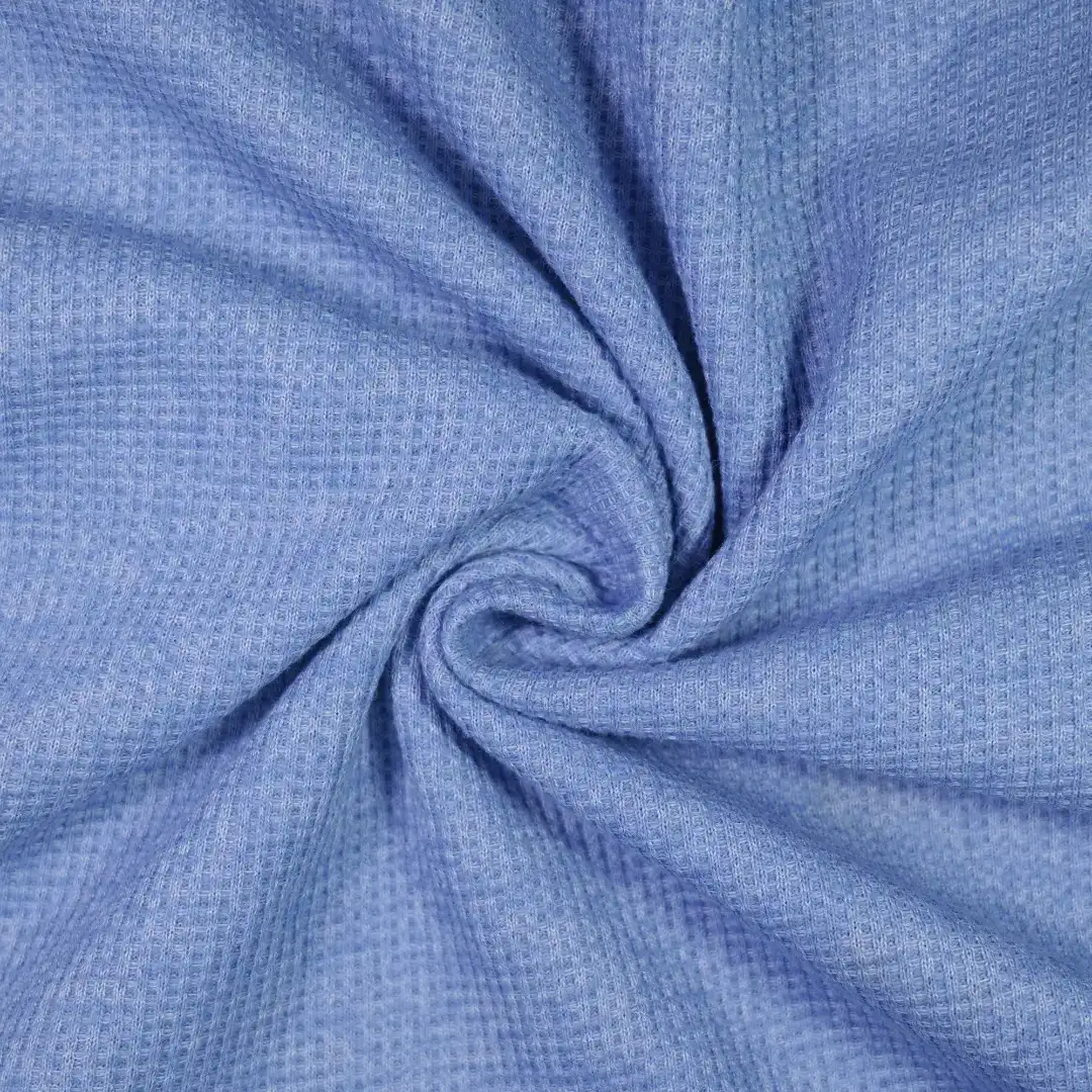 China Fabric for T-Shirt,Wide Leg Capri Pants,Tank Midi Dress,Tank Wrap Midi Dress Waffle Knit Fabric Cotton Polyester blue color buy from China wholesaler bulk order at wholesale price free worldwide shipping Alibaba