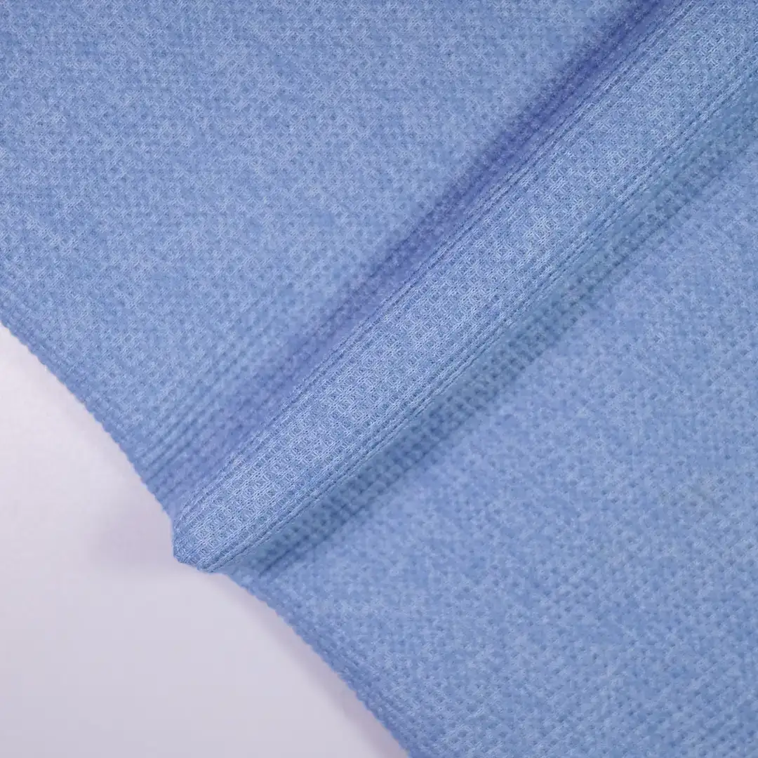 China Fabric for T-Shirt,Wide Leg Capri Pants,Tank Midi Dress,Tank Wrap Midi Dress Waffle Knit Fabric Cotton Polyester blue color buy from China wholesaler bulk order at wholesale price free worldwide shipping Alibaba