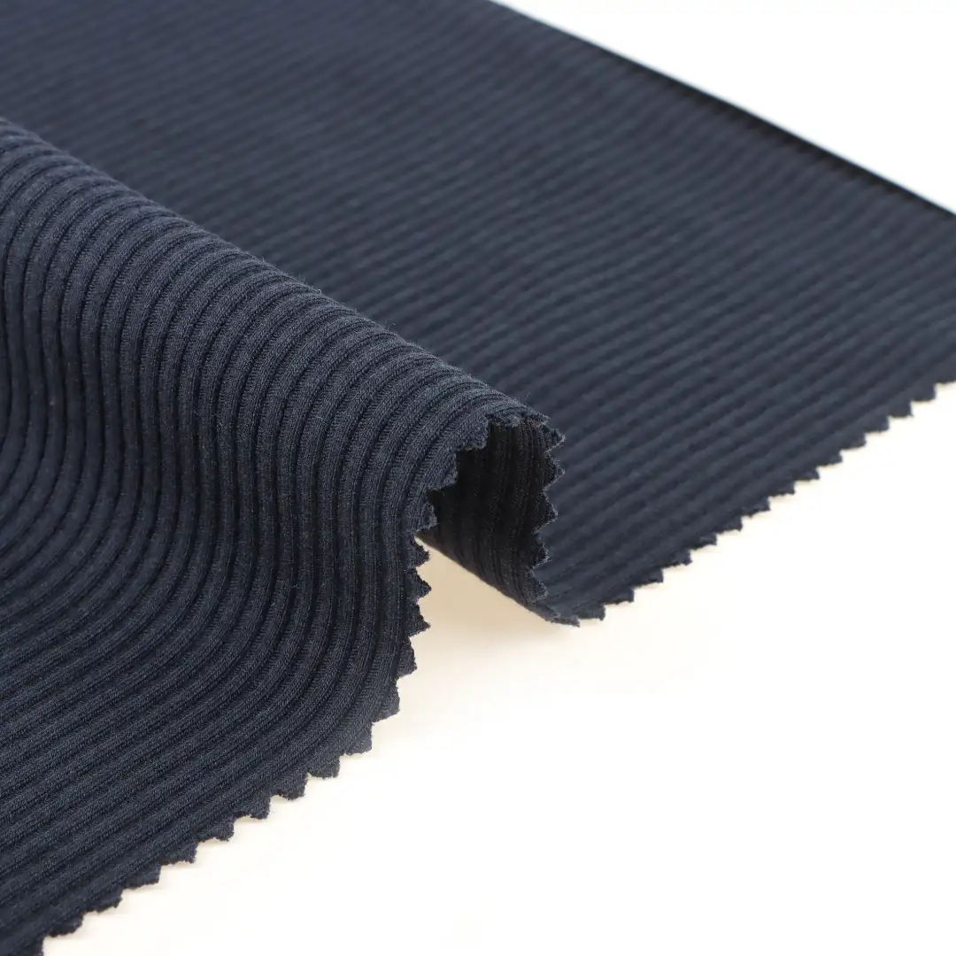 China Fabric for T-Shirt,Tank Top,Crop Top,Shorts,Pajamas,Loungewear Rib Knit Fabric Cotton Rayon Spandex NAVY color buy from China wholesaler bulk order at wholesale price free worldwide shipping Alibaba