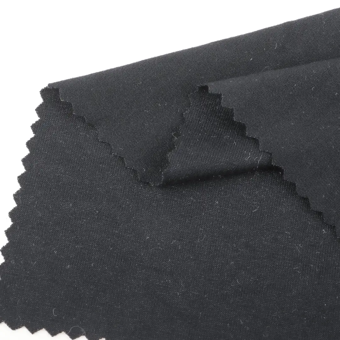 China Fabric for T-Shirt,Tank Top,Crop Top,Shorts,Pajamas,Loungewear Single Jersey Knit Fabric Rayon Spandex Black color buy from China wholesaler bulk order at wholesale price free worldwide shipping Alibaba