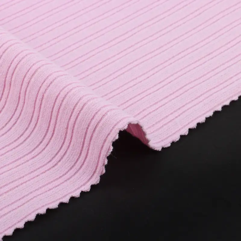 China Fabric for Tank Top,Crop Top,Hoodie Rib Knit Fabric Rayon Polyester Spandex Pink color buy from China wholesaler bulk order at wholesale price free worldwide shipping Alibaba