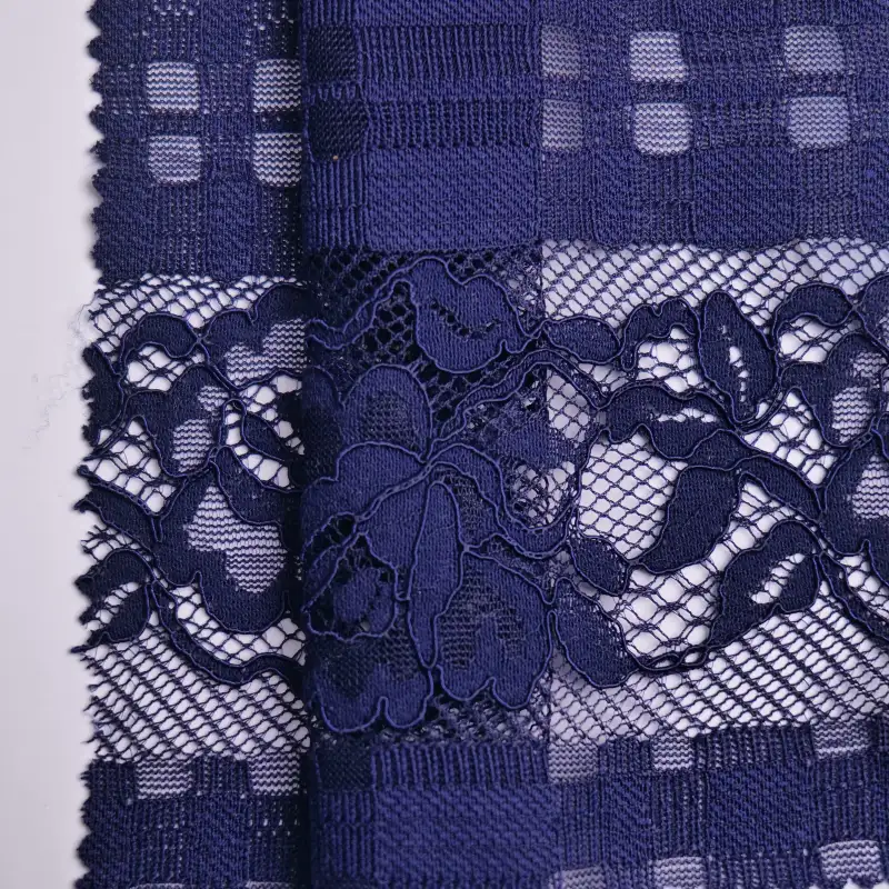 China Fabric for Skirt Lace Knit Fabric Nylon Cotton DarkBlue color buy from China wholesaler bulk order at wholesale price free worldwide shipping Alibaba